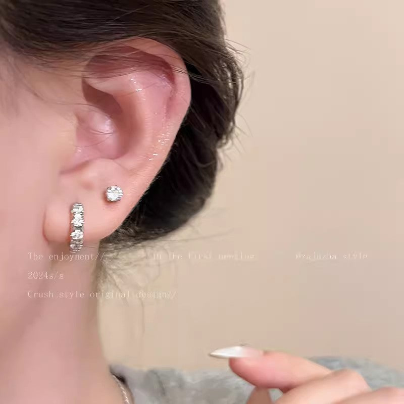 Women's Double Ear Circle Simple Light Luxury High-grade Summer Stud Earrings