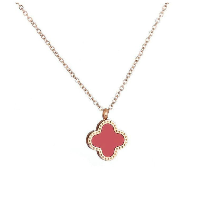 Clover Female Titanium Steel Double-sided Clavicle Necklaces