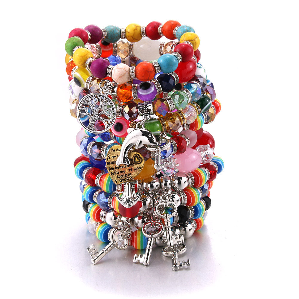 Women's Grid Popular Adjustable Crystal Love Butterfly Bracelets
