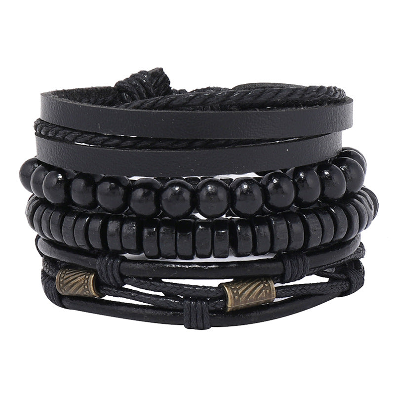 Kreative handgewebte Lederarmbänder im einfachen Set