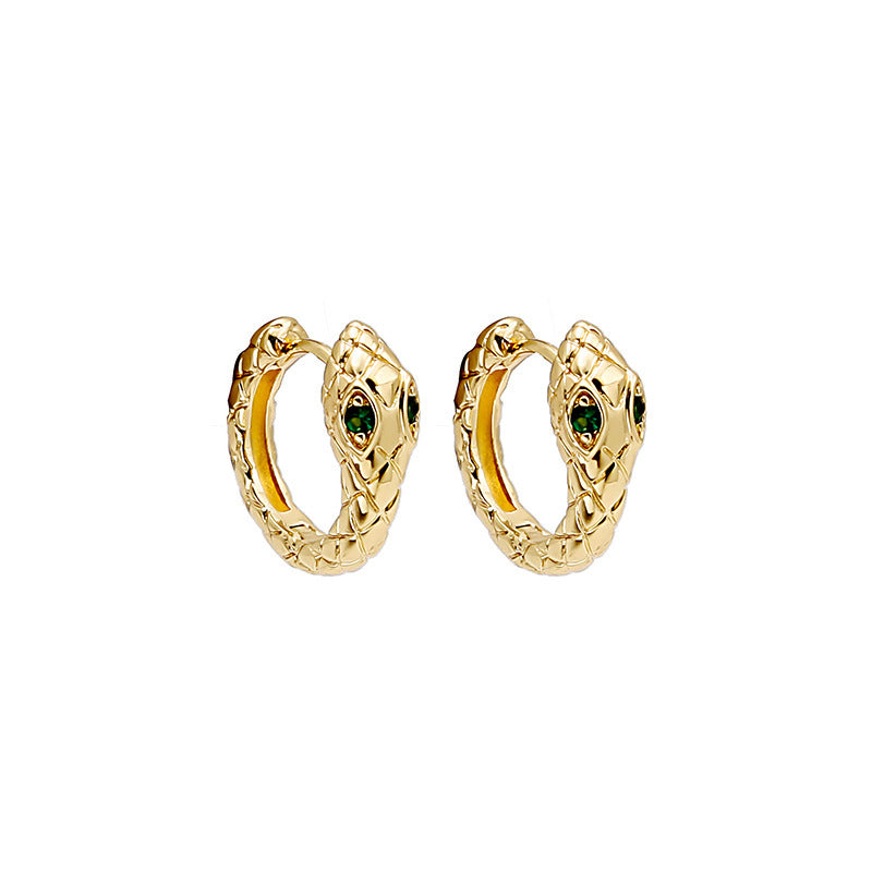 Boucles d'oreilles métalliques à clip d'oreille en forme de serpent de luxe léger