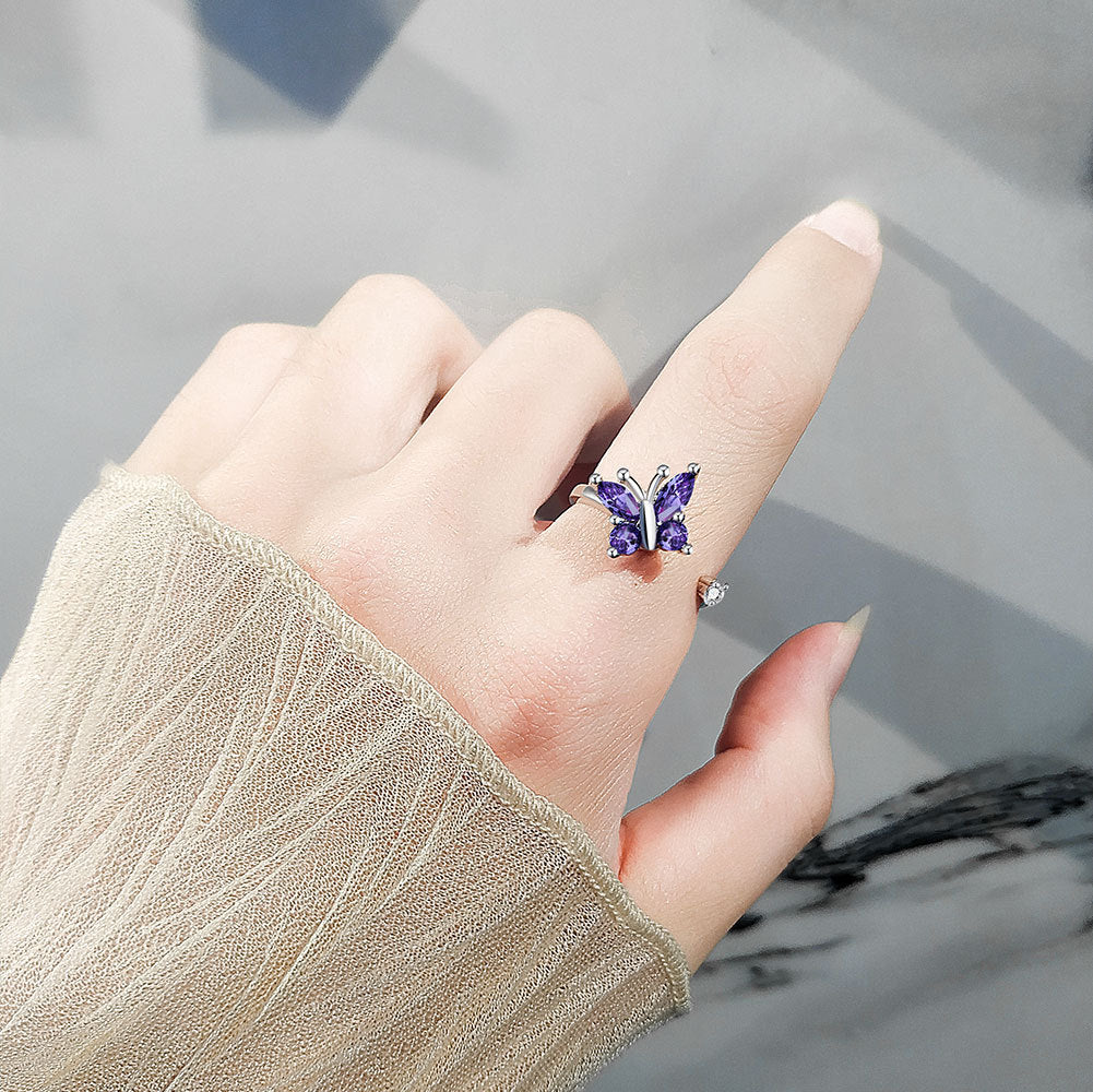 Women's Butterfly Opening Korean Cold Design Simple Rings