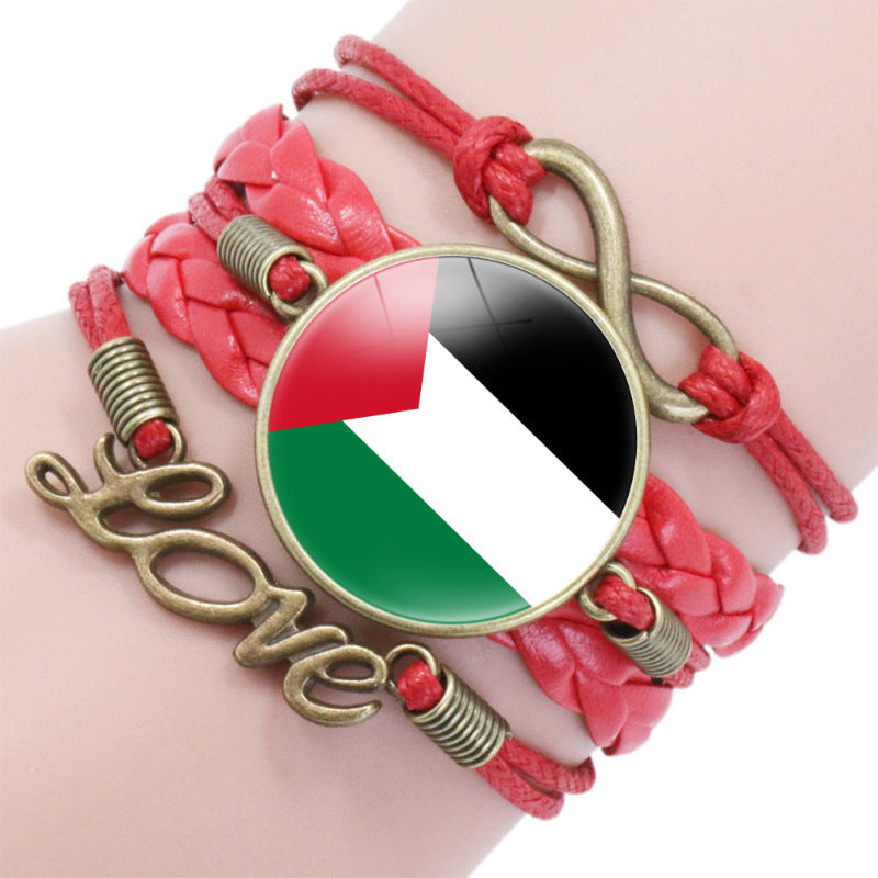 Bracelets infinis en pierre de temps à motif de drapeau palestinien