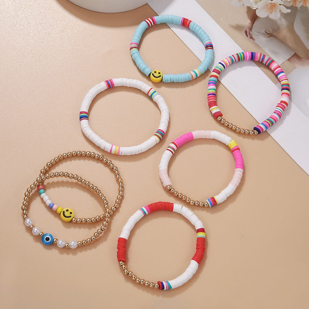 Women's Clay Love Smiling Face Suit Vintage Bracelets