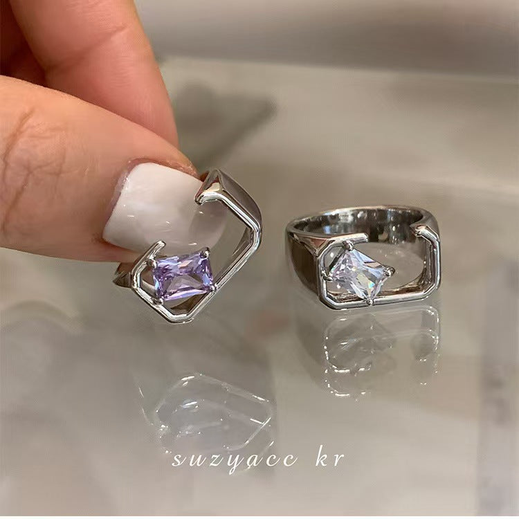 Zircon Design Open Female Trendy Hip Hop Sweet Rings