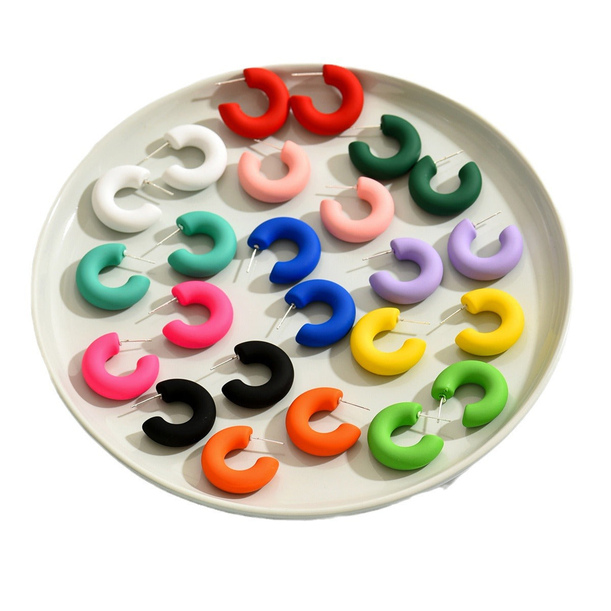 Small Ear Trendy Exquisite Acrylic Candy Color Rubber Effect Paint Rings