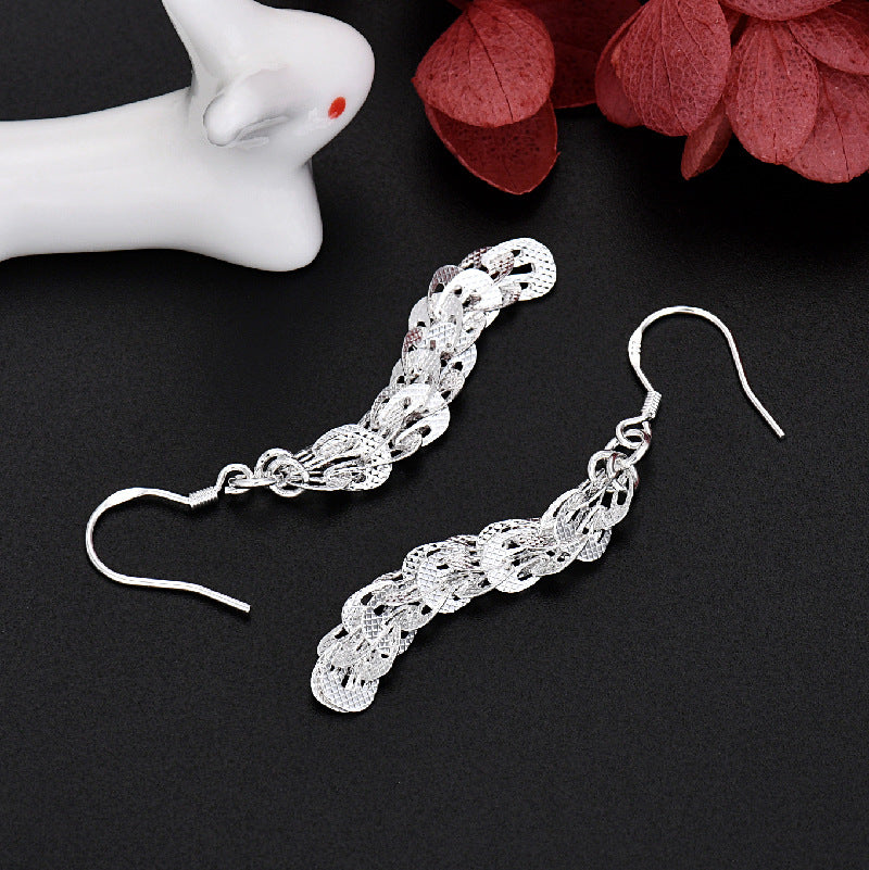 Simple Sier Plated Phoenix Tail Chain Earrings