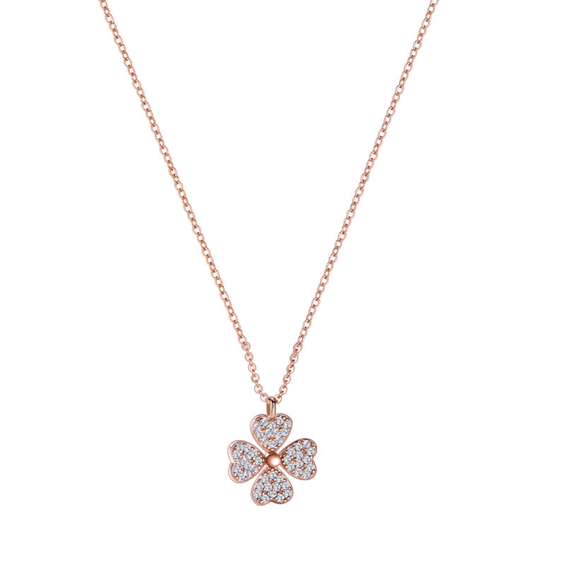 Clover Sterling Sier Dignified Pendant Korean Style Necklaces