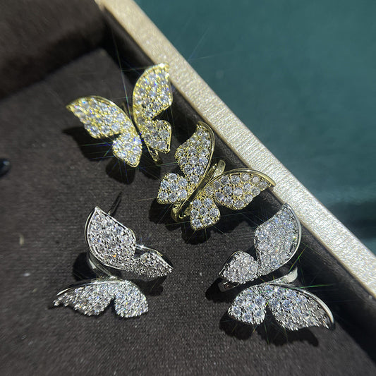 High-grade Full Diamond Exquisite Butterfly Light Earrings