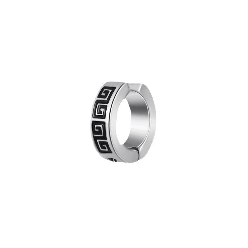 Men's Pierced Black Titanium Steel Cold Style Design Sense Niche Earrings