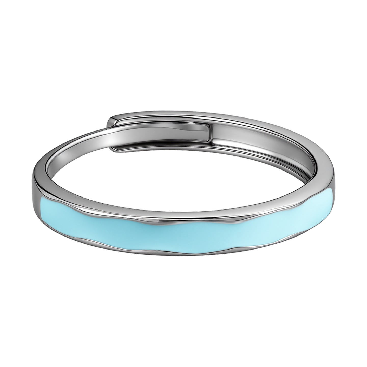 Light Blue Drip Glazed Butterfly Couple Environmental Protection Copper Heart-shaped Ring