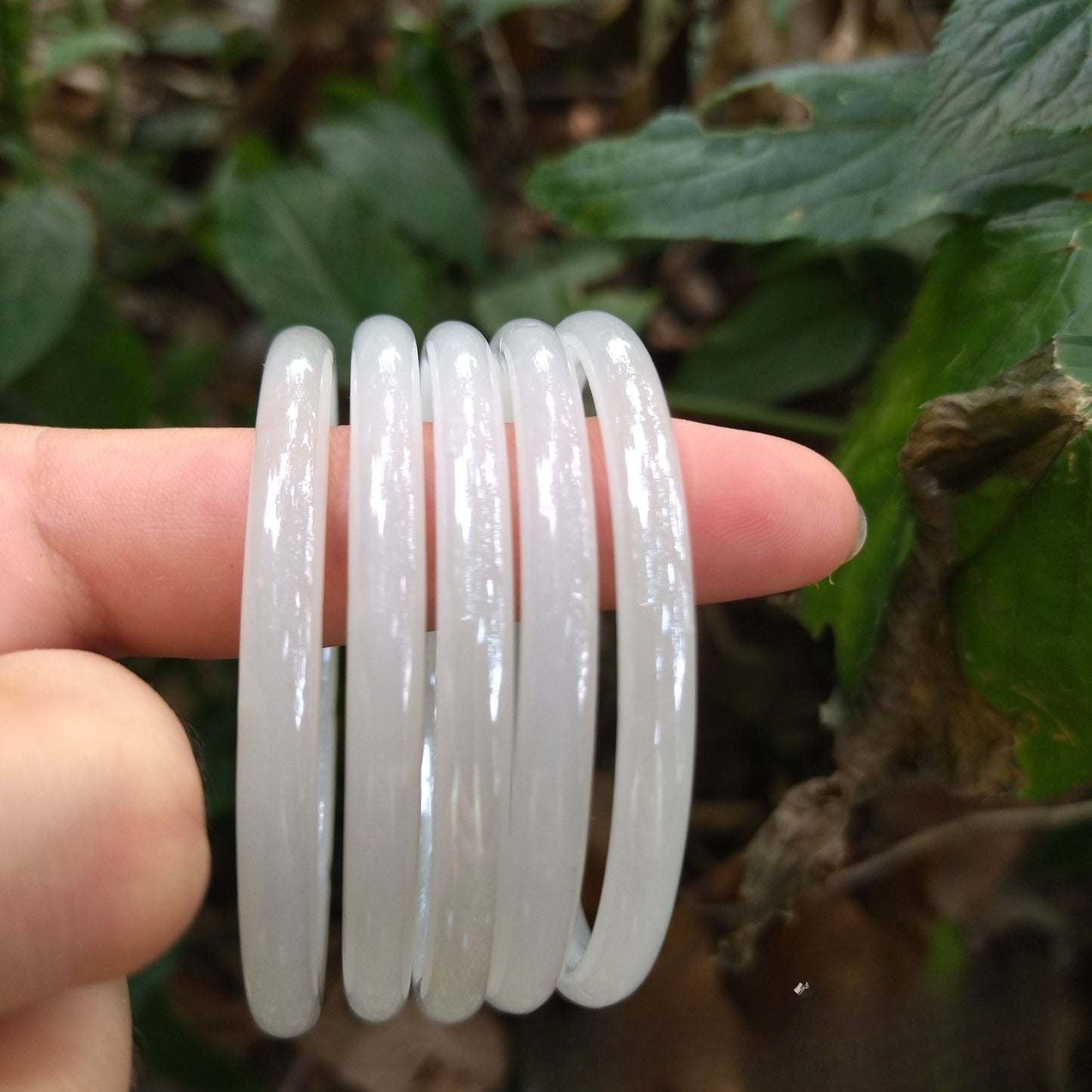 Transparent Glass Imitation Jade Jingle Round Bar Ancient Style Versatile Bracelet