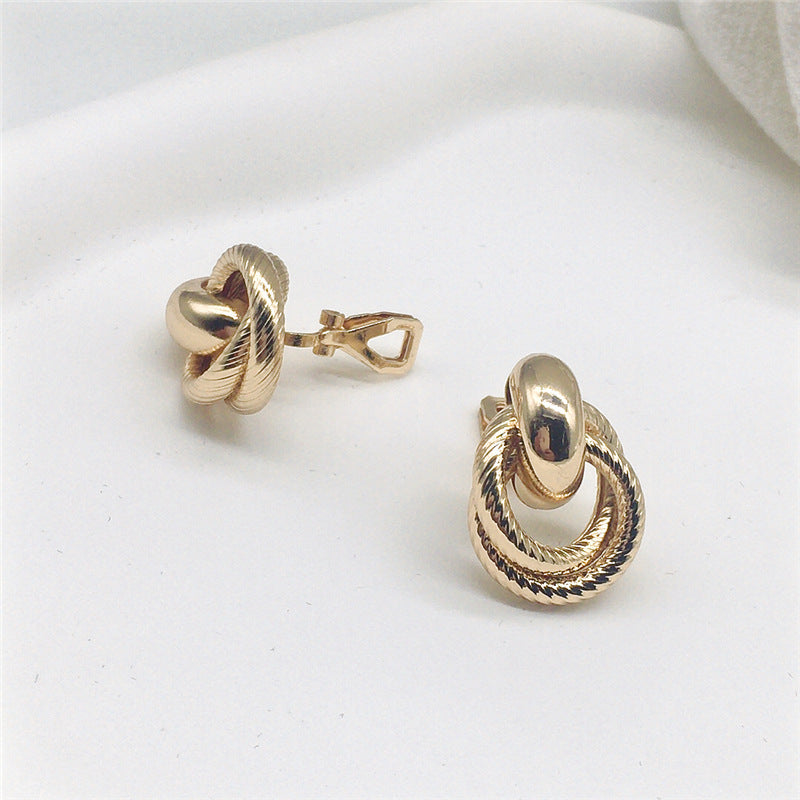 Geometric Staggered Circle Clips Elegant Metal Frosty Style High-grade Ear Clip
