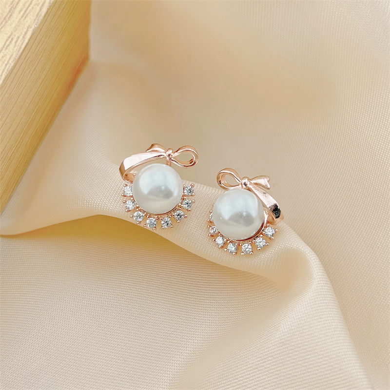 Elegant Bowknot Pearl Exquisite Design Personalized Earrings