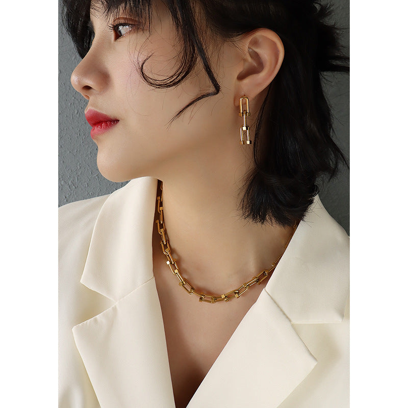 U-shaped Vachette Clasp Female Titanium Steel Jewelry Set