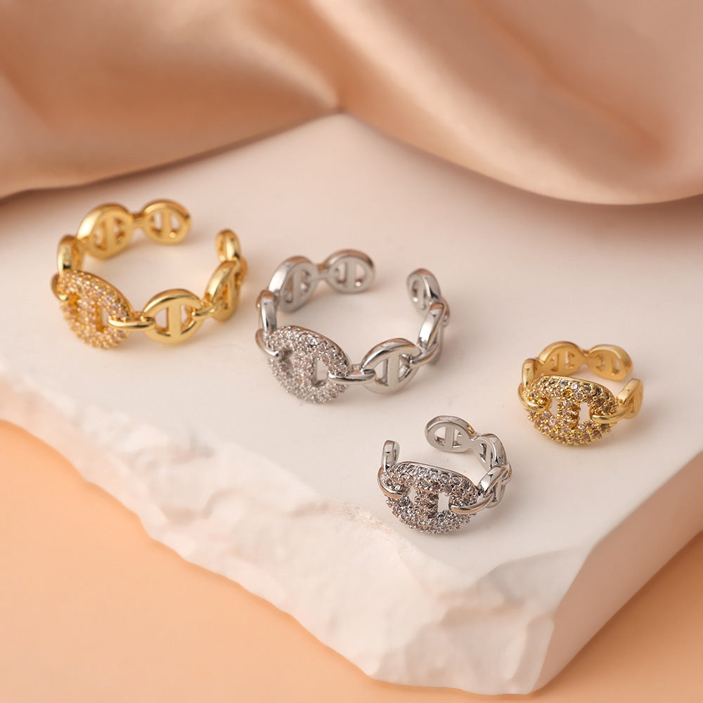 Women's Pig Nose Light Luxury Super Flash Zircon High-grade Ear Clip