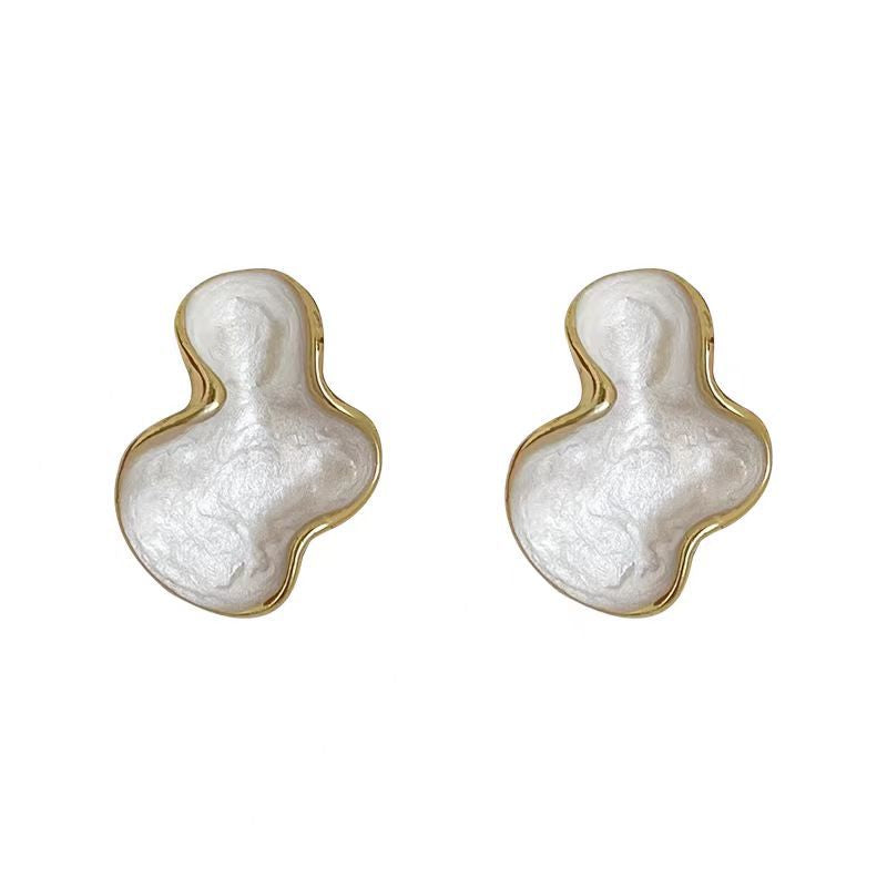 Geometric White Clouds Enamel Light Luxury High Sense Minority Simple Earrings