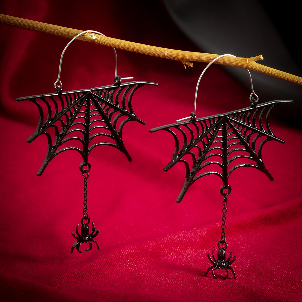 Style Spider Web Hollow Tassel Halloween Earrings