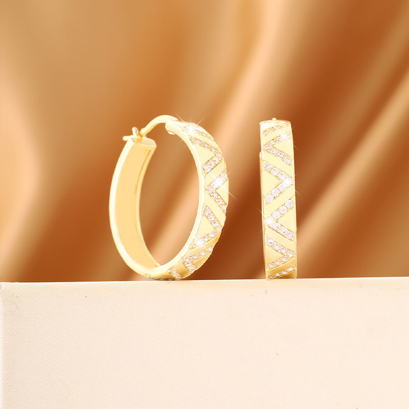 Women's Luxury Twill Full Diamond Trendy High-grade Earrings