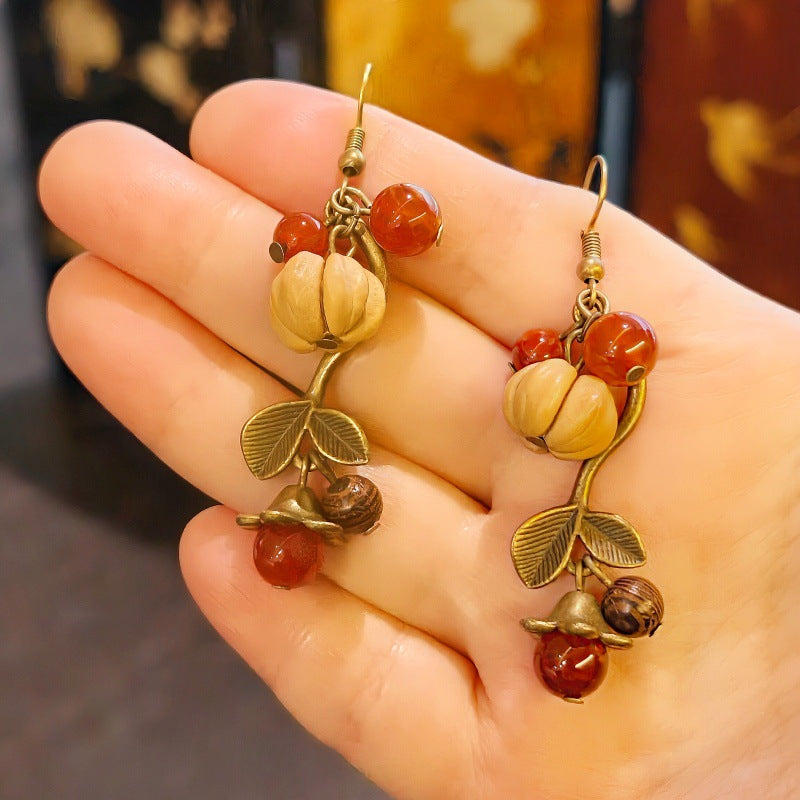 Handmade Plant Fruit Mori Style Chinese Hawthorn Artistic Rings