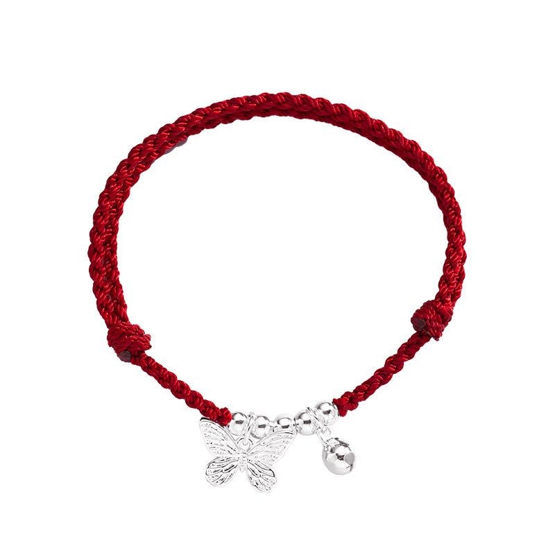 Bracelets à main tissés avec cloche papillon pour femmes, hommes et mode