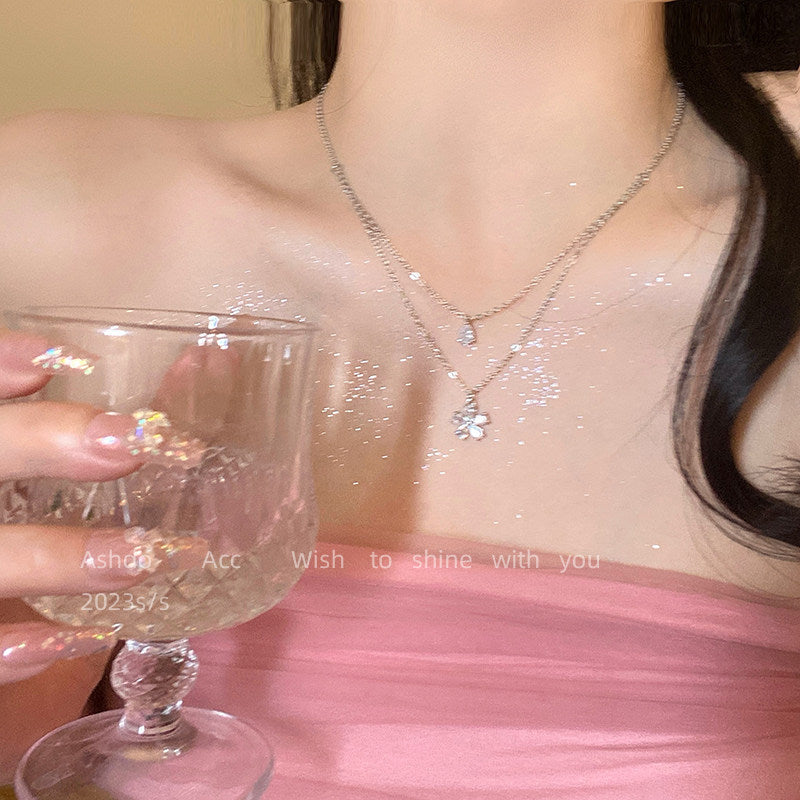 Flower Zircon Clavicle Chain Cold Style Fashion Sense Necklace