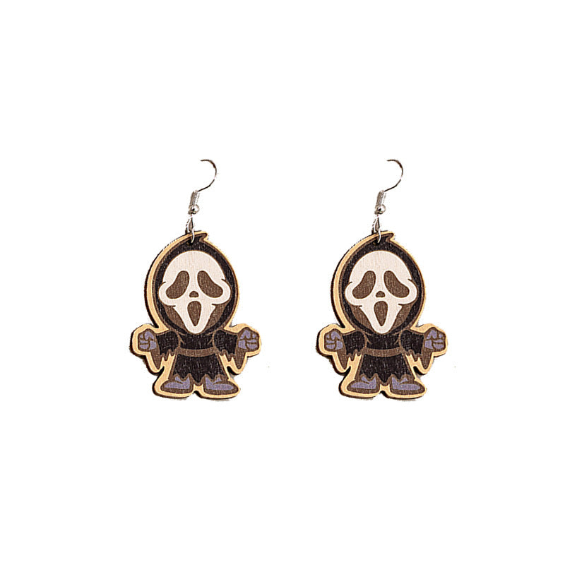 Halloween Pumpkin Funny Personality Ghost Face Earrings