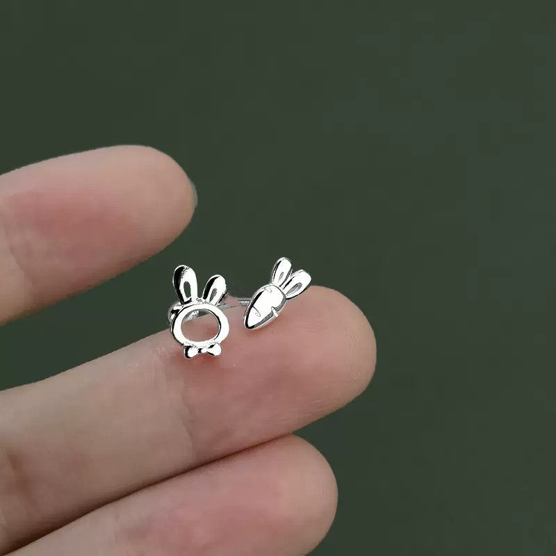 Women's Sterling Sier Radish Rabbit Sweet Small Cute Sleeping No Stud Earrings