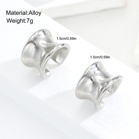Retro Glossy Geometric Fashion Wide Face Arc Ear Clip