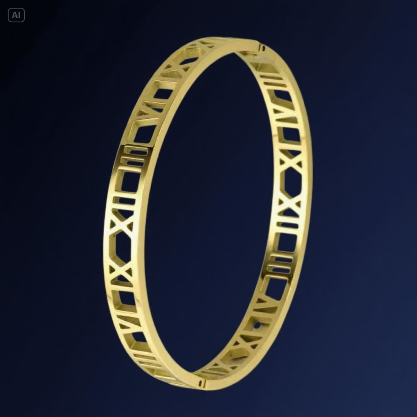 Simple Korean Style Roman Digital Furnace Gold Hollow Bracelet
