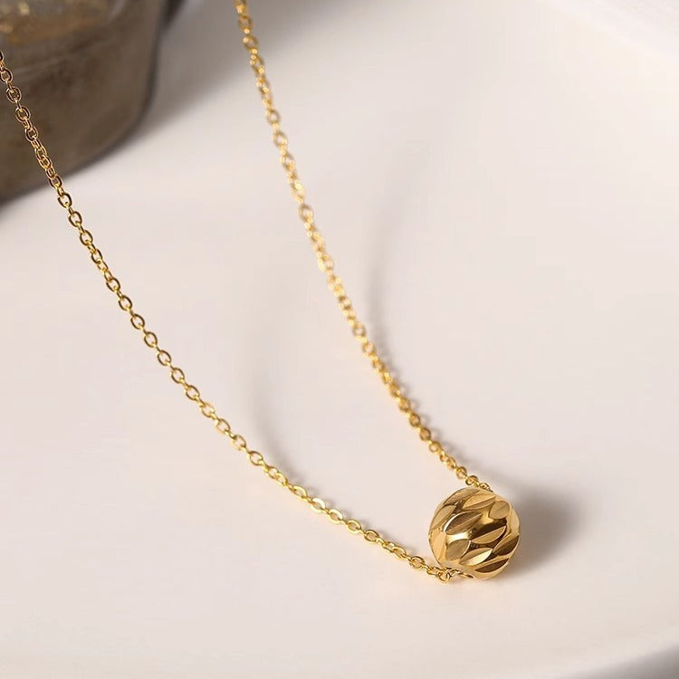 Whole Titanium Steel Cold Wind Wave Mark Ball Beads Necklace