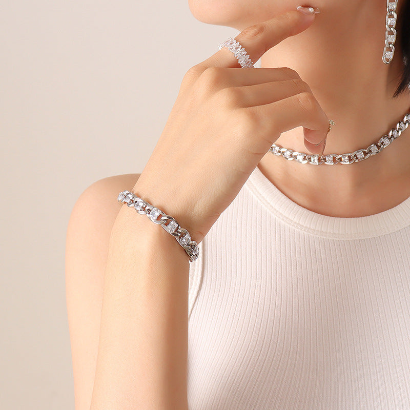 Colorful Zircon Diamond Light Luxury Delicate Jewelry Set