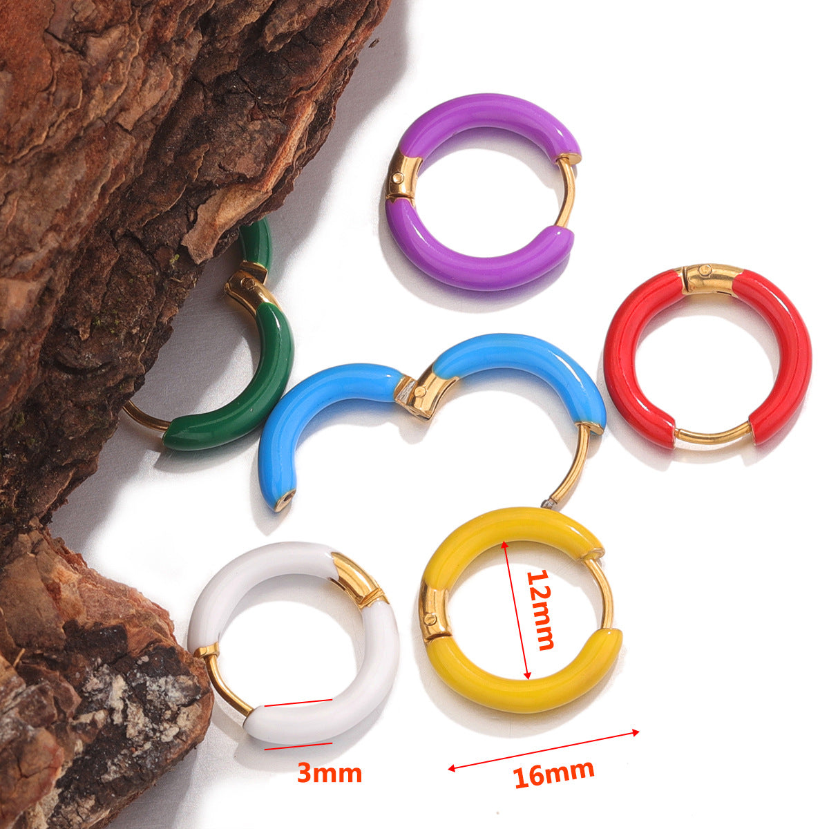 Enamel Color Handmade Oil Dripping Stainless Steel Clip Titanium Classic Ear Buckle