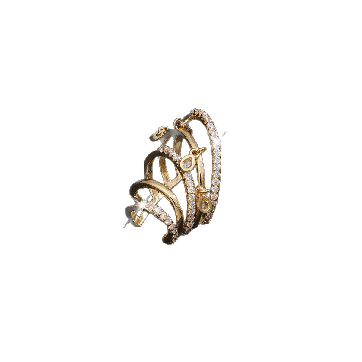 Dangle Cartilage Hoop Twin Simple Golden Circle Ear Clip