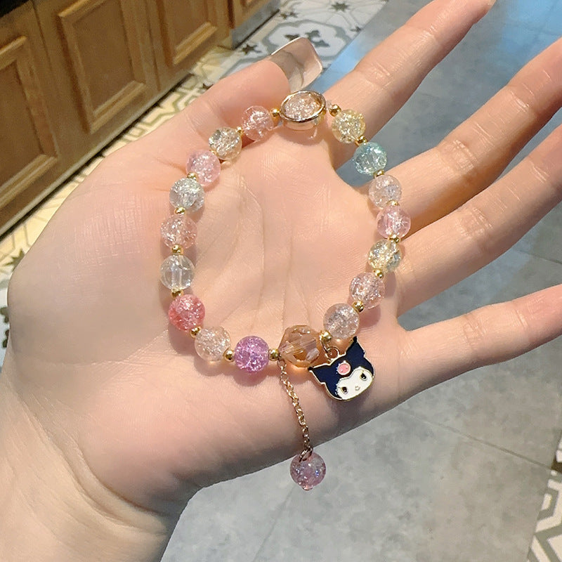 Bracelets cadeaux de dessin animé féminin en perles faites à la main en cristal