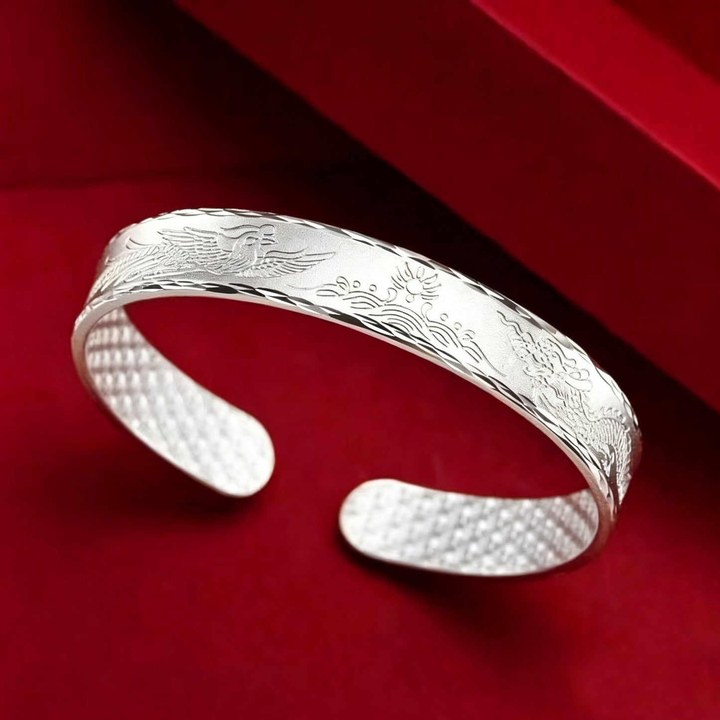 Women's Ancient Style Heart Sutra Sier-plated Fashion Bracelet
