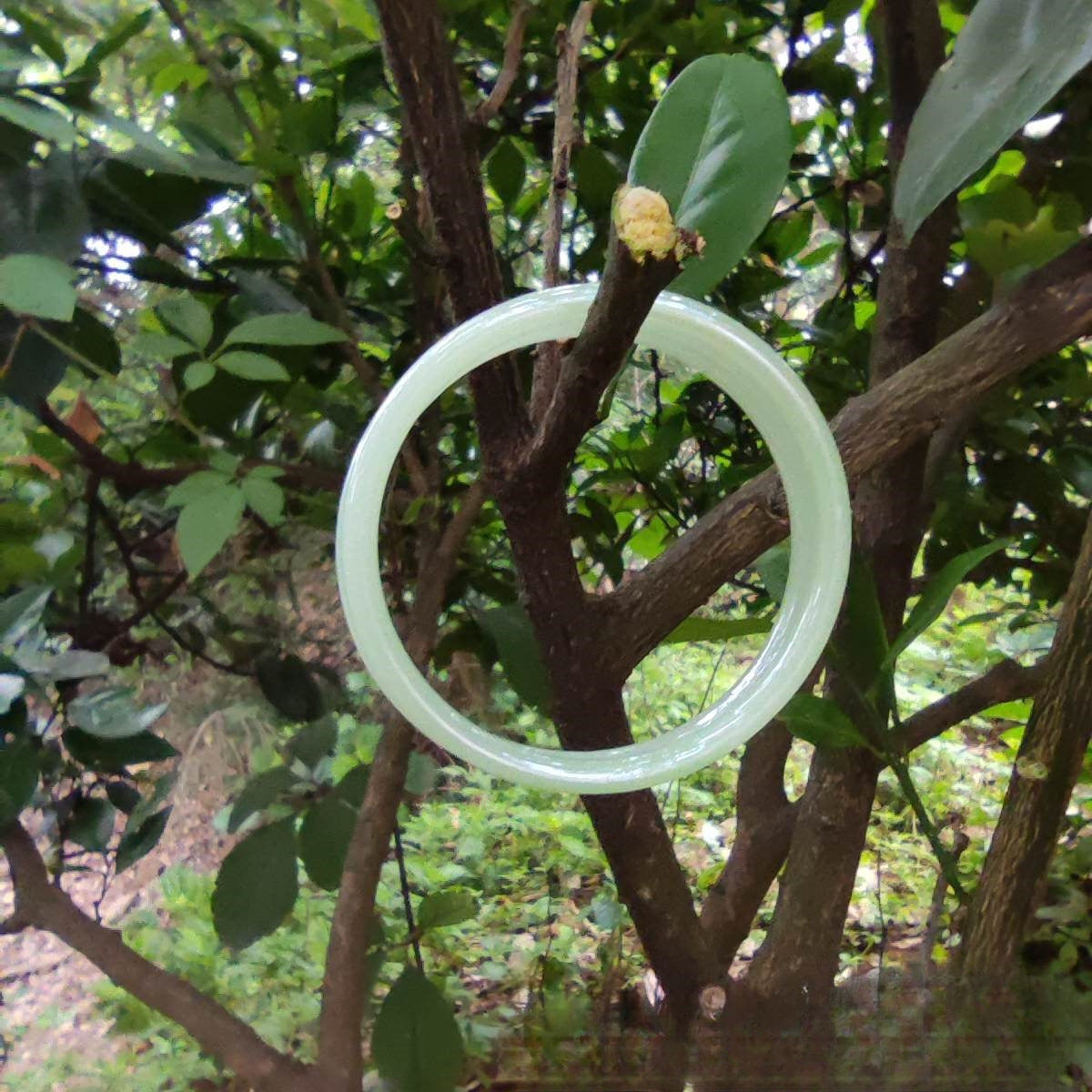 Transparent Glass Imitation Jade Jingle Round Bar Ancient Style Versatile Bracelet