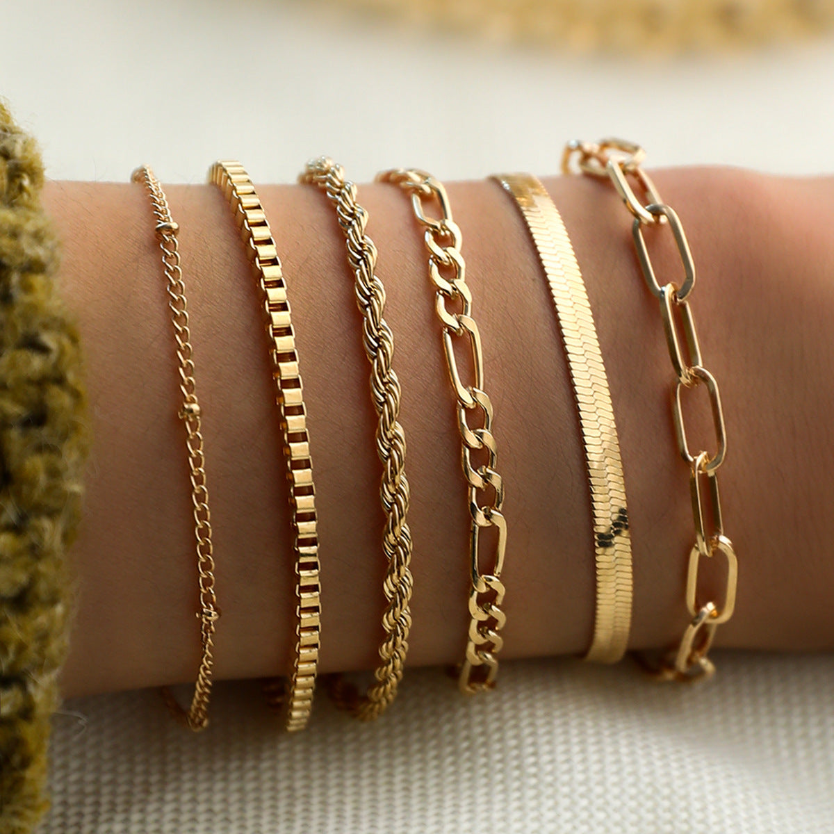 Women's Bohemian Minimalist Metal Figaro Chain Suit Bracelets