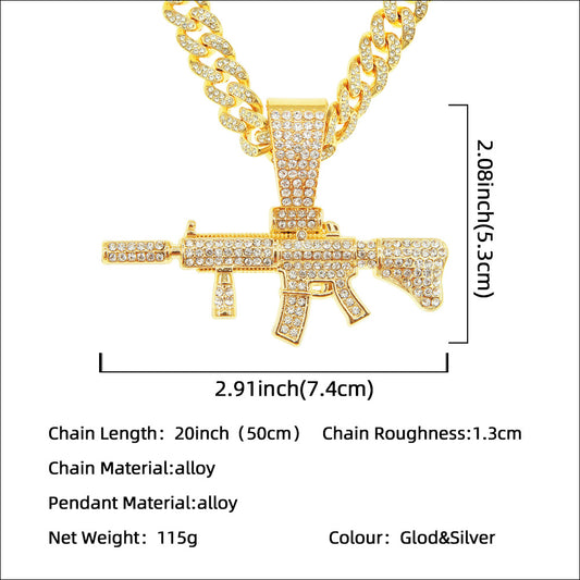 Men's Three-dimensional Gun Pendant Cuban Cool Domineering Necklaces