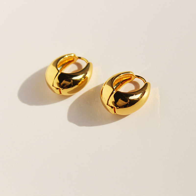 Brass Gold-plated Glossy Water Drop Ear Earrings