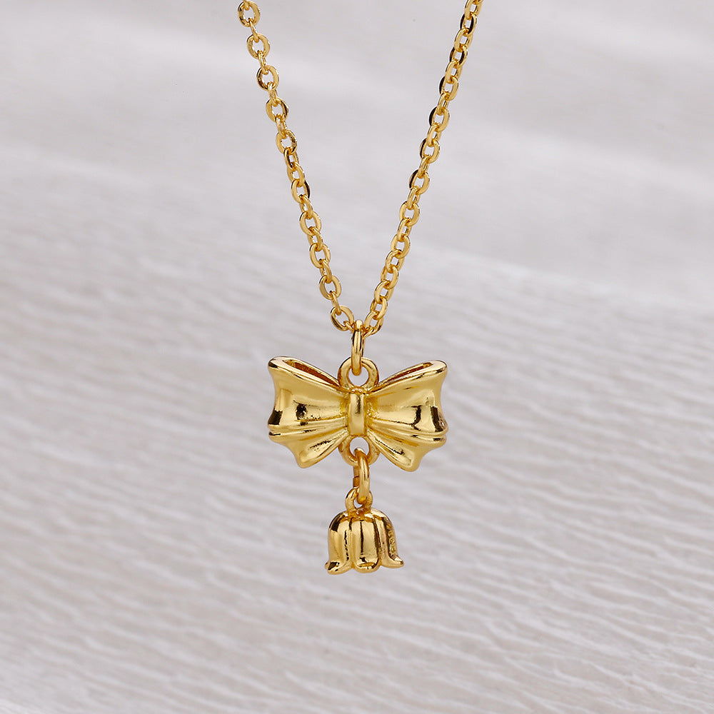 Bow Affordable Luxury Fashion Fairy Exquisite And Versatile Bell Necklaces