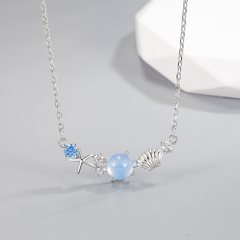 Women's Moonstone Starfish Pendant High-grade Clavicle Chain Necklaces