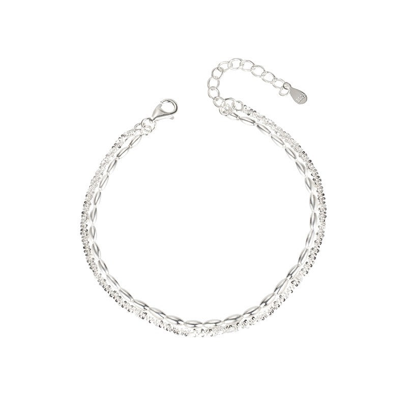 Of Rice Female Plain Sier Style Twin Bracelet
