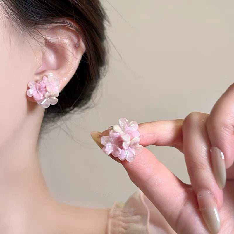 Women's Early Summer Oxygen Gradient Colored Flower Super Hot Unique Earrings