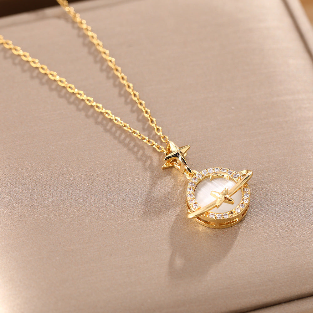 Women's Opal Planet Niche High Sense Clavicle Necklace