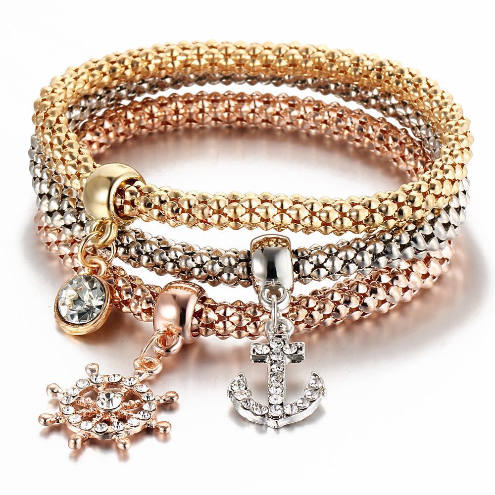 Bracelets papillon en diamant avec chaîne de maïs soufflé extensible pour femmes