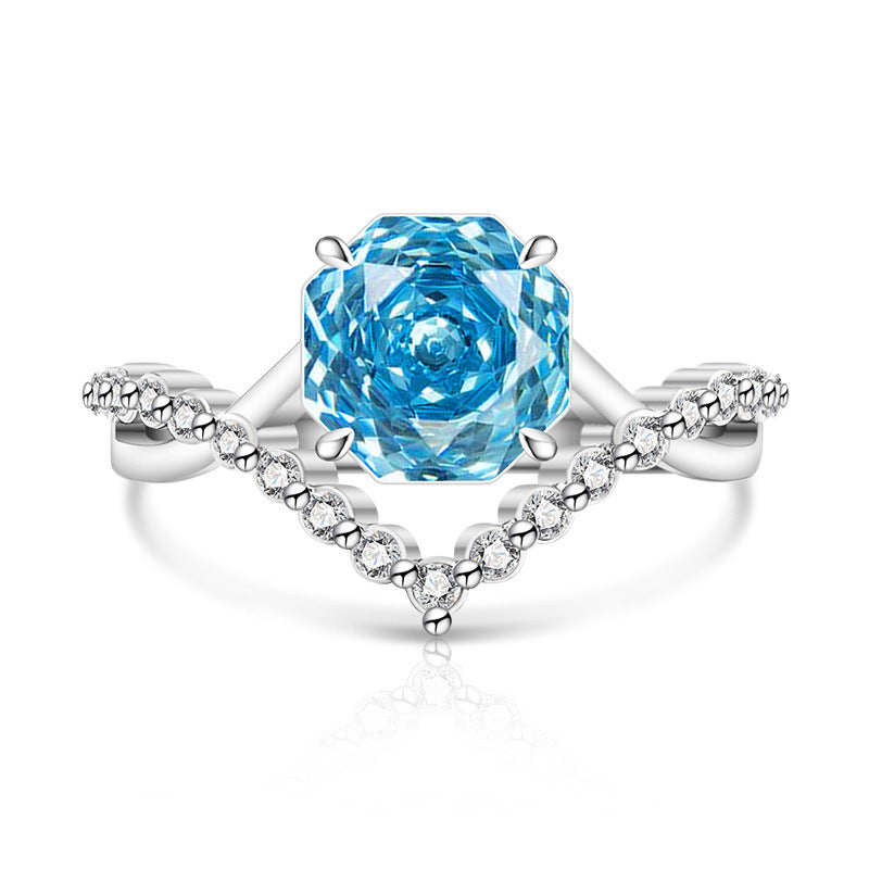 Crown Rose Cut For Love Female Super Flash High Carbon Ring