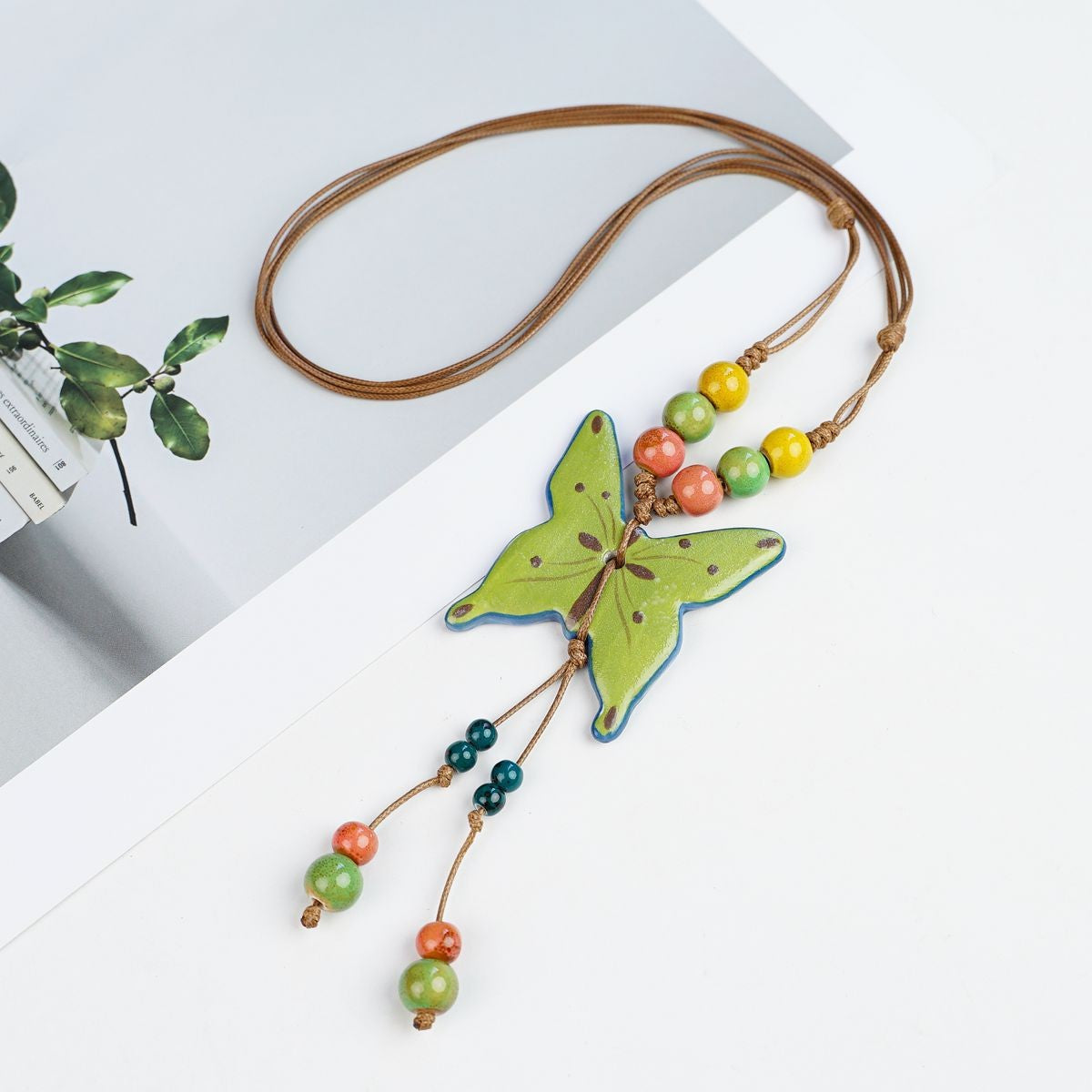 Peace Fu National Fashion Vintage Ceramic Female Longevity Necklaces