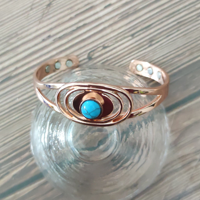 Wholesale Pure Copper Circle Middle Blue Bracelet