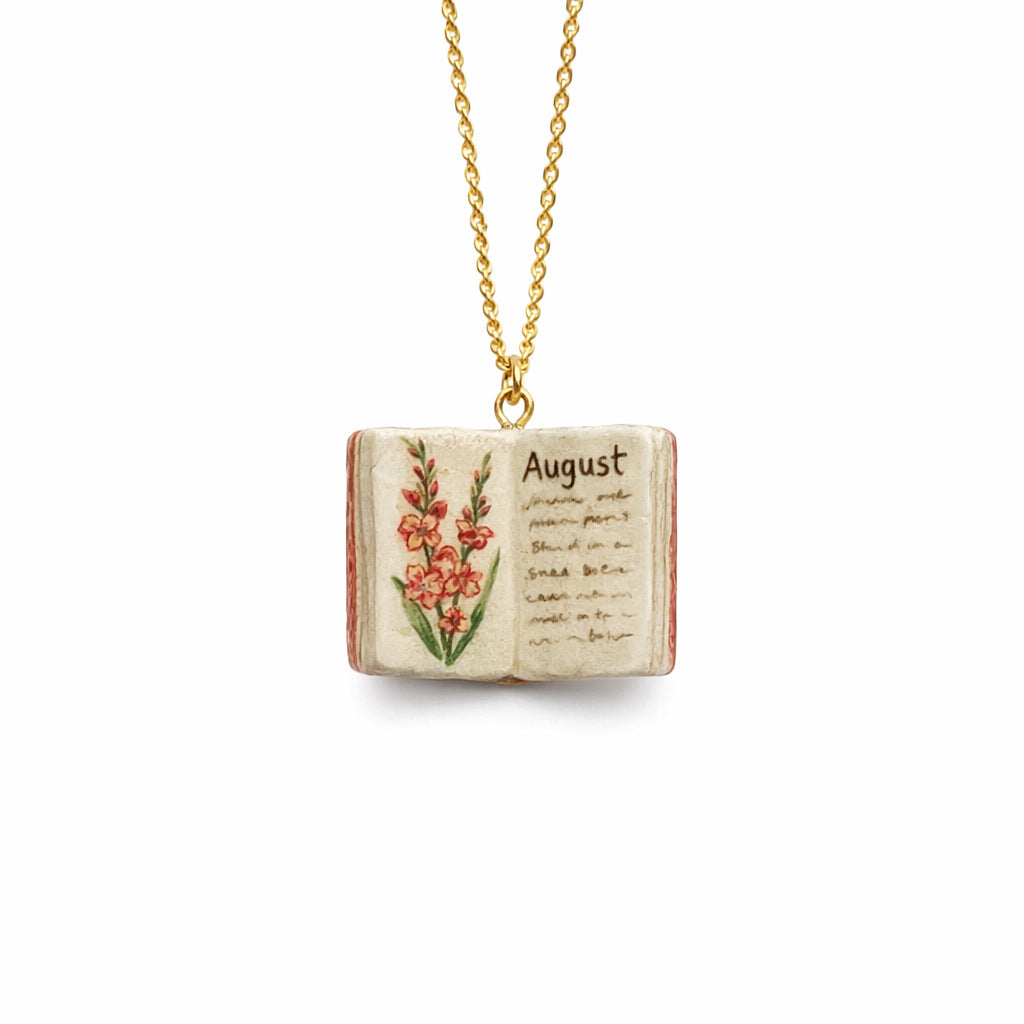 Month Imitation Porcelain Vintage Book Light Luxury Small Design Copper Necklaces